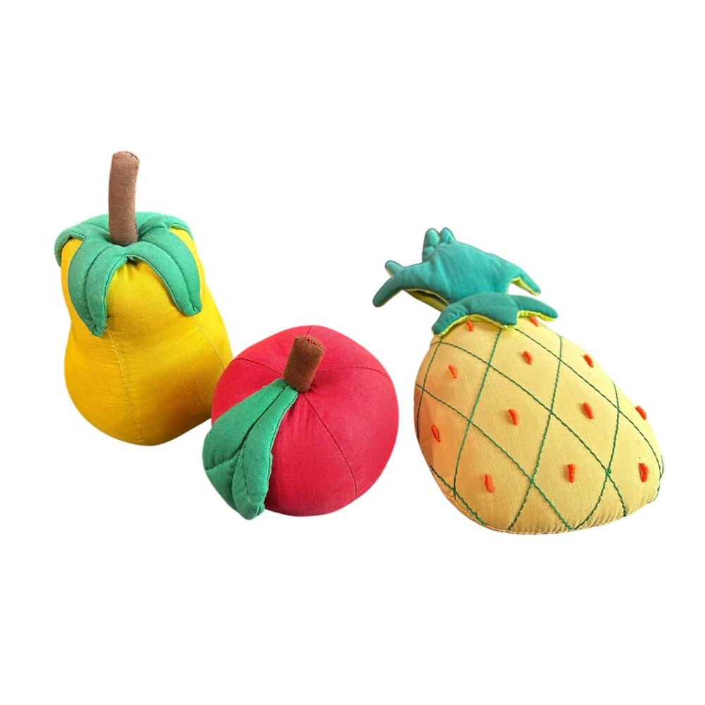 Kids Childrens 3D Fabric Fruits- Pear Apple Pineapple Washable Kitchen Food Toys